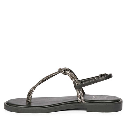 ViviBlu Gunmetal Leather Flat Sandals