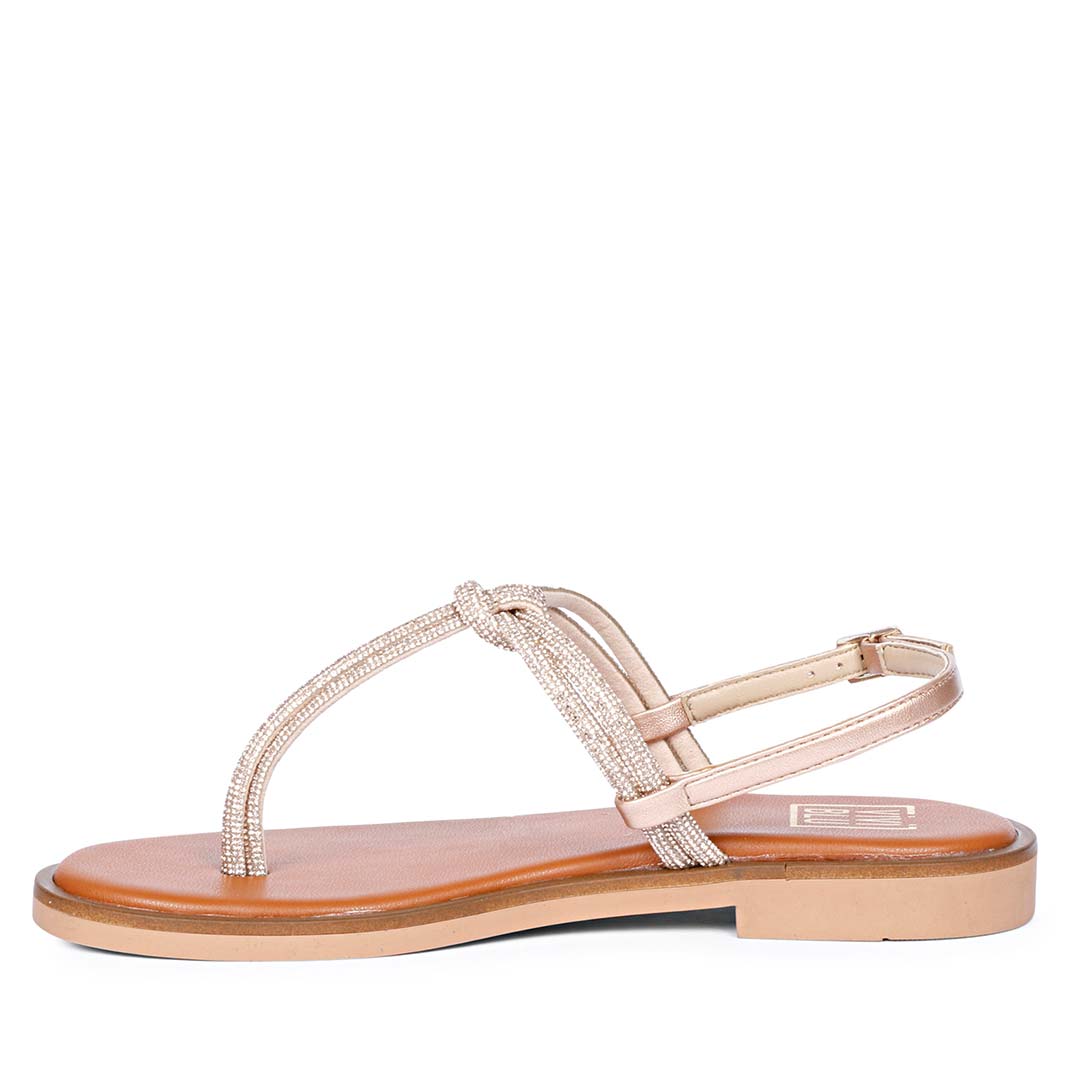 ViviBlu Champagne Leather Flat Sandals
