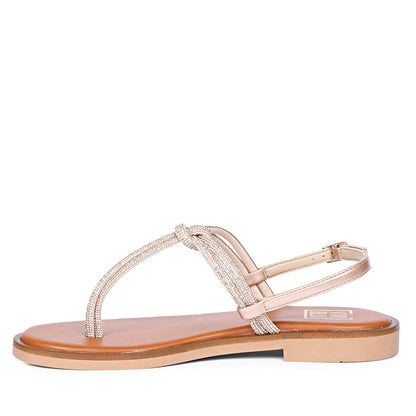 ViviBlu Champagne Leather Flat Sandals