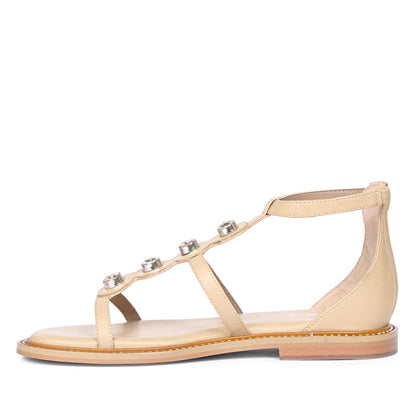 Saint Arlia Rivoli Stone Studded Natural Leather Sandals