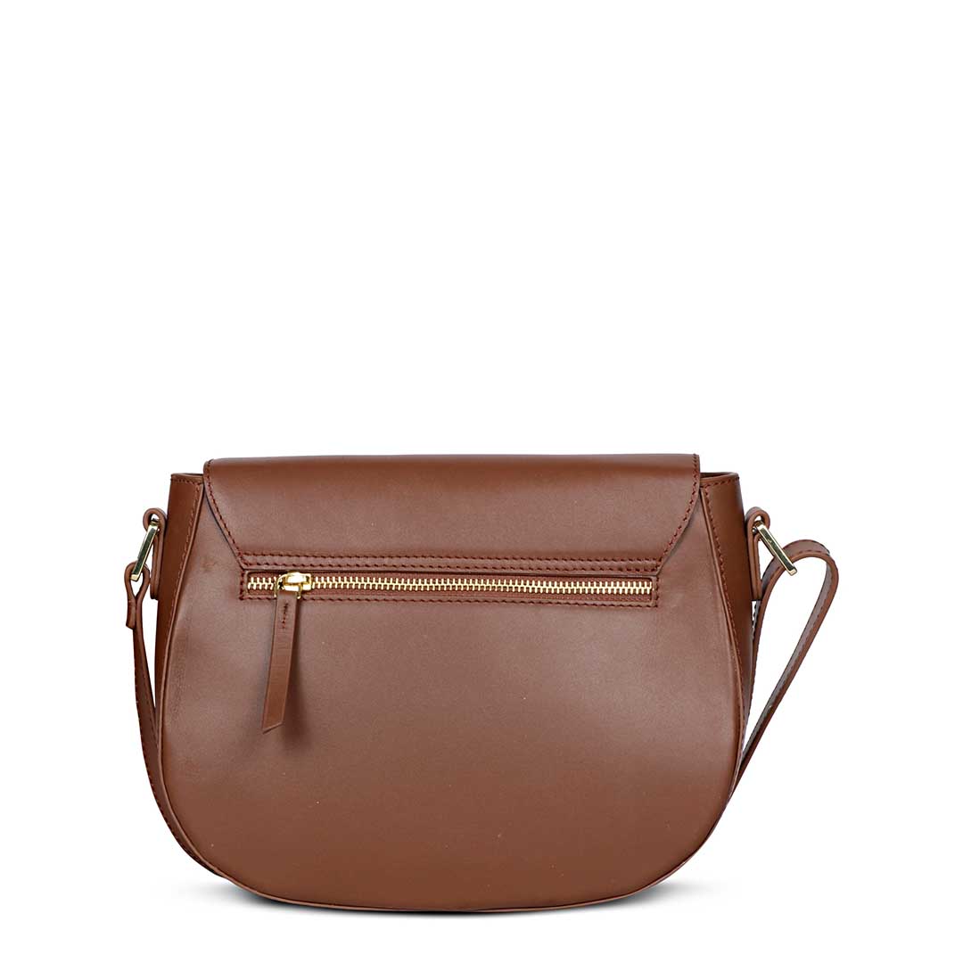 Favore Women Dark Brown Leather Saddle Bags