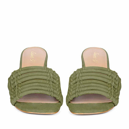 Saint Bethany Strappy Safari Suede Leather Block Heels