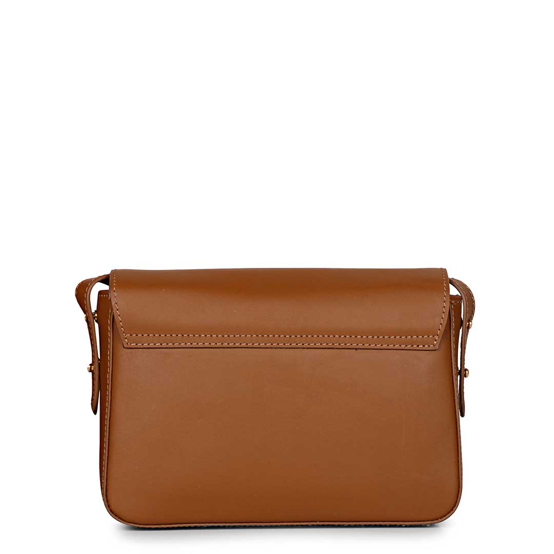 Favore Women Tan Leather Sling Bags
