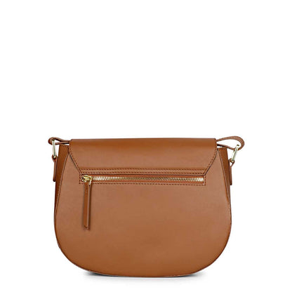 Favore Women Tan Leather Saddle Bags