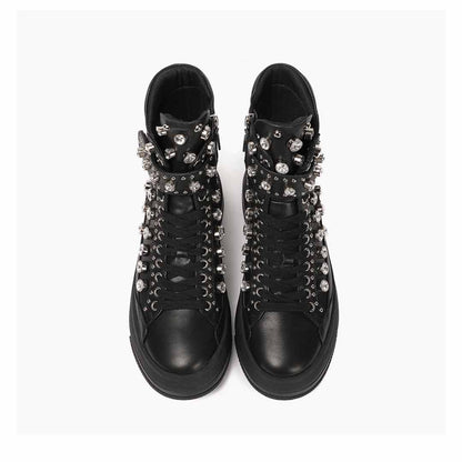 Whitesta Beyonce Embellished Black Leather Shoes
