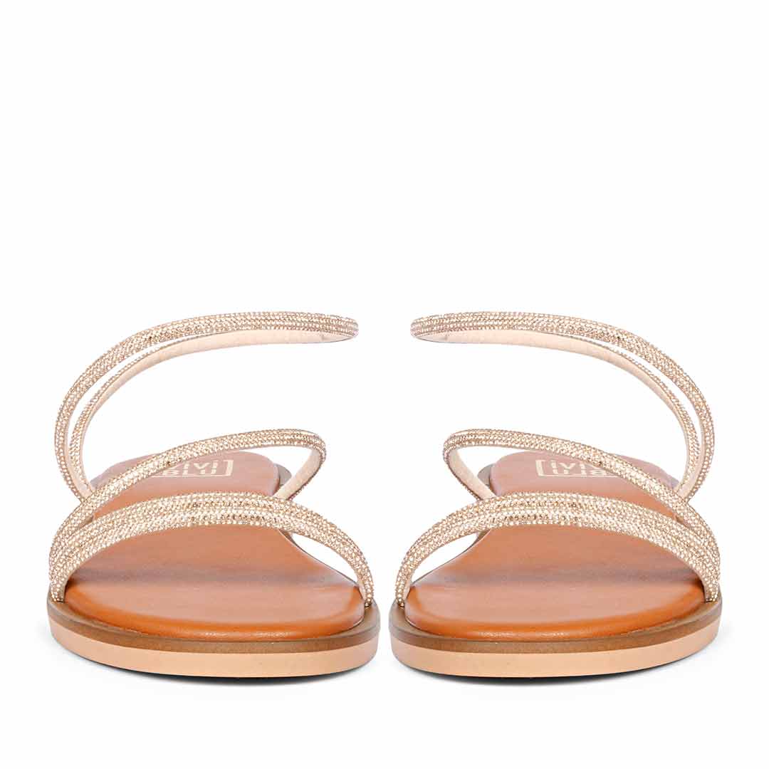 ViviBlu Champagne Leather Flat Sandals