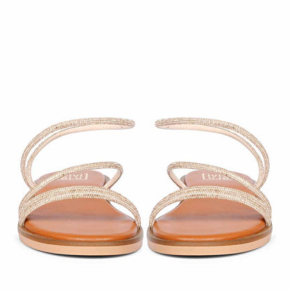 ViviBlu Champagne Leather Flat Sandals