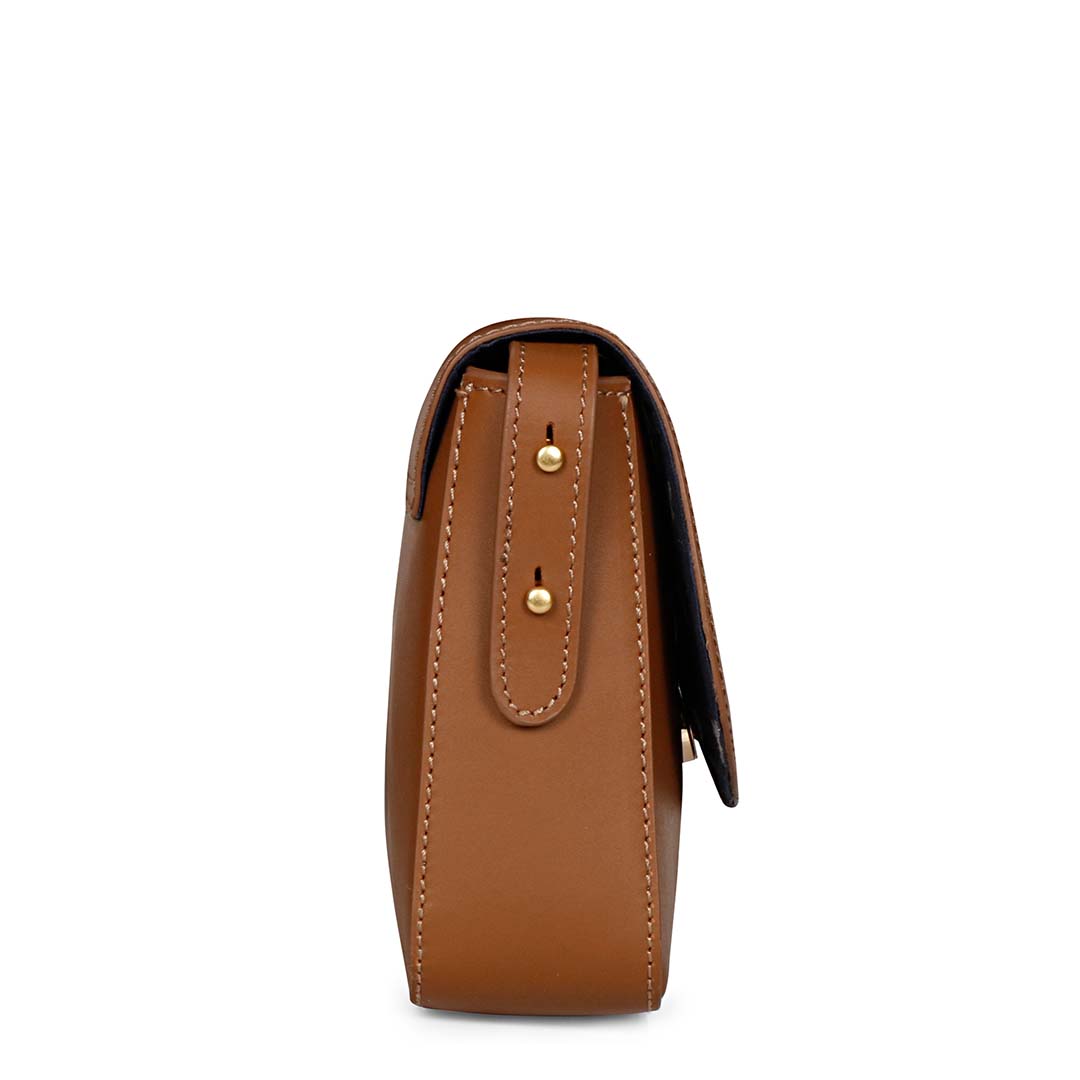 Favore Women Tan Leather Sling Bags