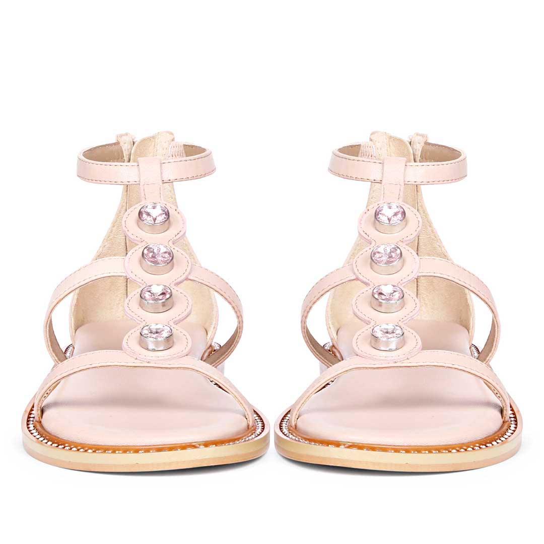 Arlia Rivoli Stone Studded Light Pink Leather Sandals