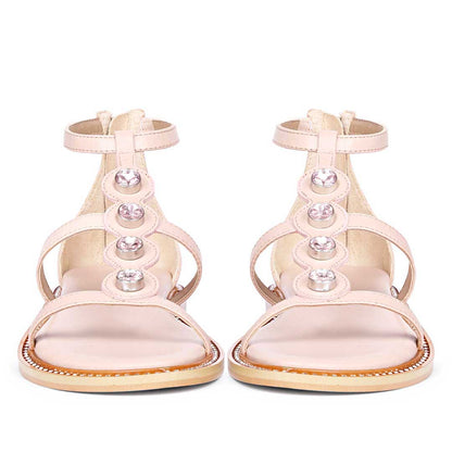 Arlia Rivoli Stone Studded Light Pink Leather Sandals