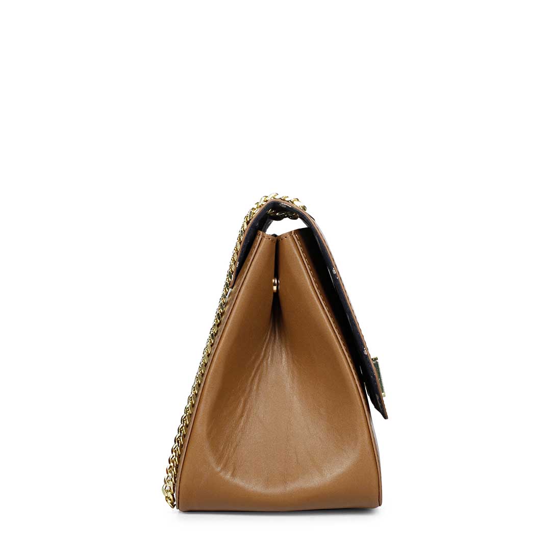 Favore Women Tan Leather Sling Satchel Bags