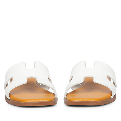 ViviBlu White Leather Flat Sandals
