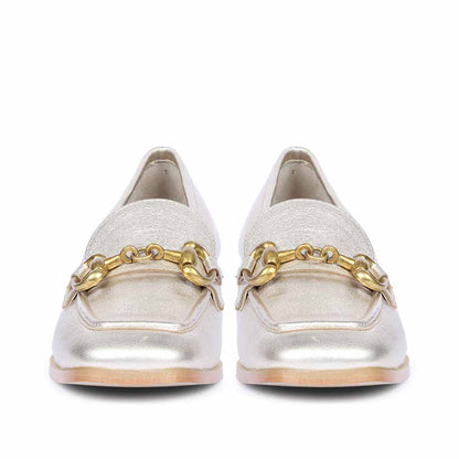Saint Jenny Gold Leather Handcrafted Moccasins