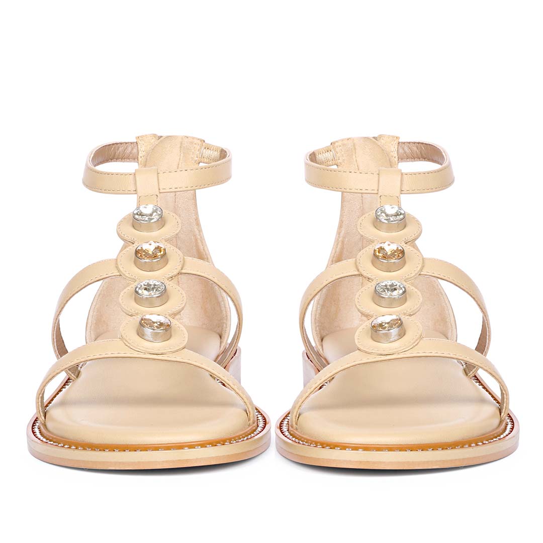 Arlia Rivoli Stone Studded Natural Leather Sandals
