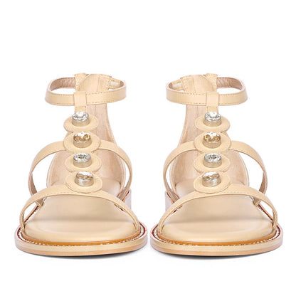 Arlia Rivoli Stone Studded Natural Leather Sandals