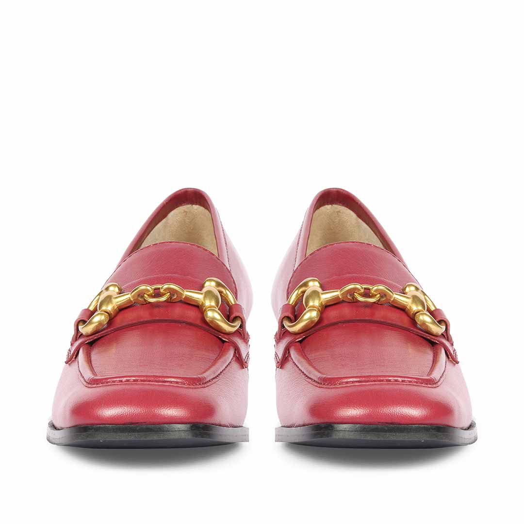 Saint Jenny Cherry Leather Handcrafted Moccasins