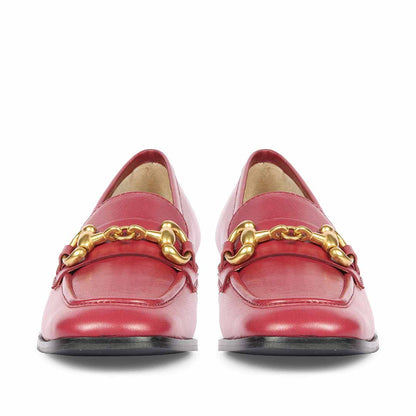 Saint Jenny Cherry Leather Handcrafted Moccasins