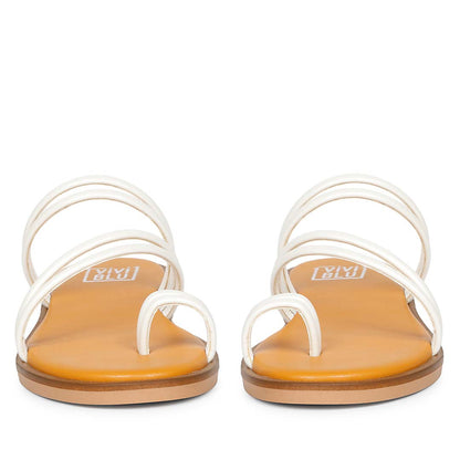 ViviBlu White Leather Flat Sandals