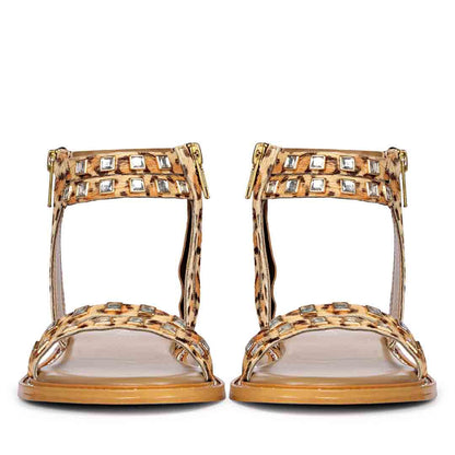 Saint Mia Beige Leather Flat Sandals