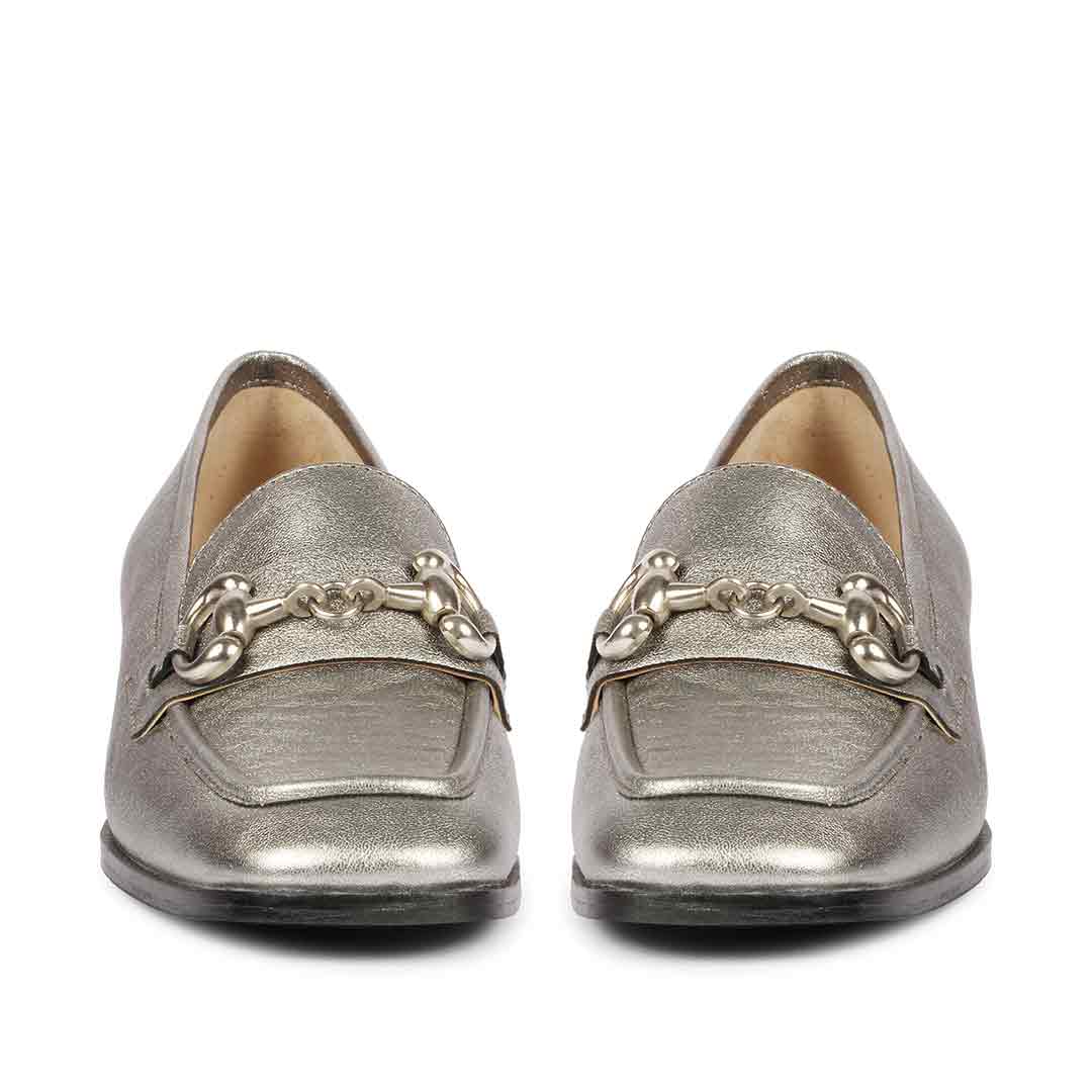 Saint Jenny Gunmetal Leather Handcrafted Moccasins