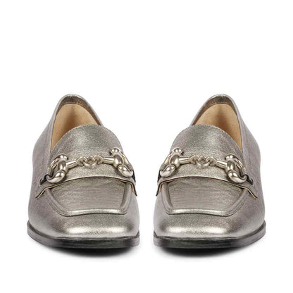 Saint Jenny Gunmetal Leather Handcrafted Moccasins