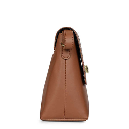 Favore Women Tan Leather Sling Bags