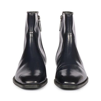 Saint Salvatore Blue Abrasivato Leather High Ankle Boots