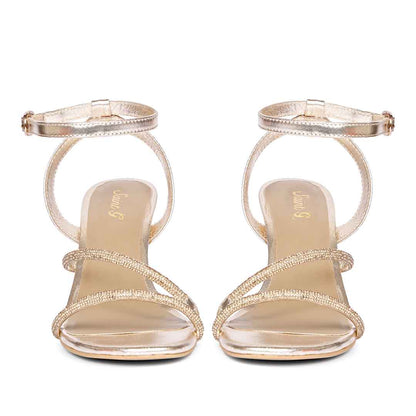 Saint Katie Golden Strass Adorned Gold Stilettos