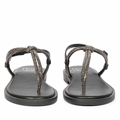 ViviBlu Gunmetal Leather Flat Sandals