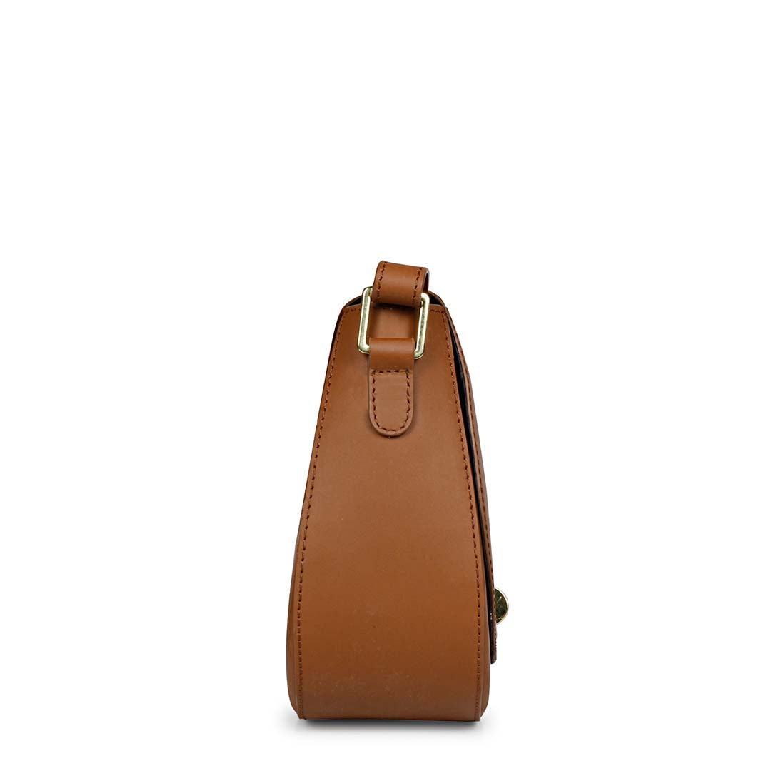 Favore Women Tan Leather Saddle Bags
