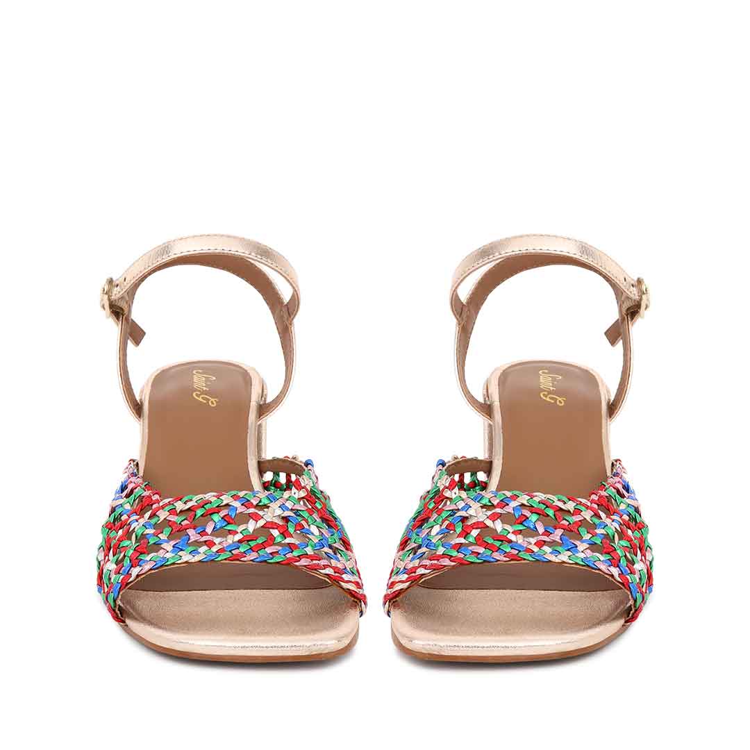 Saint Felicia Multi Woven Metallic Leather Block Heels