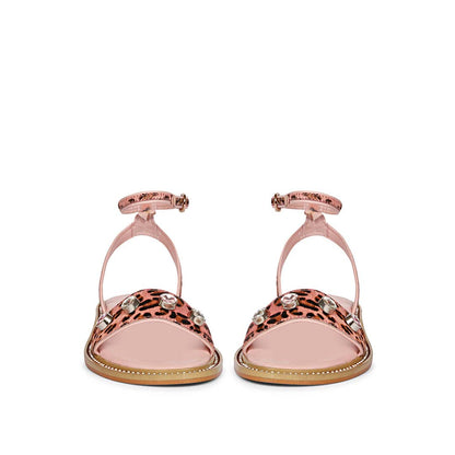 Saint Izola Stone Pink Leo Print Leather Sandals