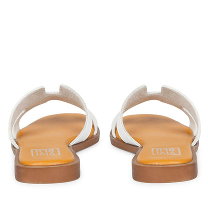 ViviBlu White Leather Flat Sandals