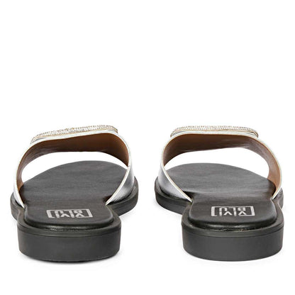 ViviBlu Silver Leather Flat Sandals
