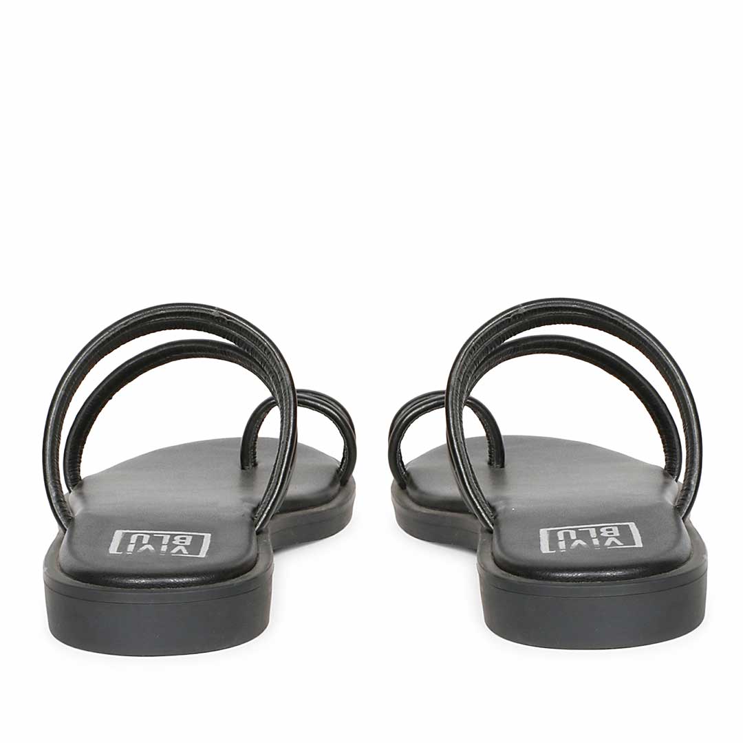 ViviBlu Black Leather Flat Sandals