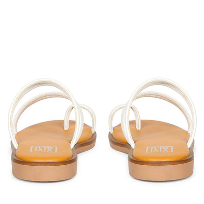 ViviBlu White Leather Flat Sandals