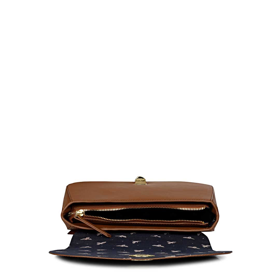 Favore Women Tan Leather Saddle Bags