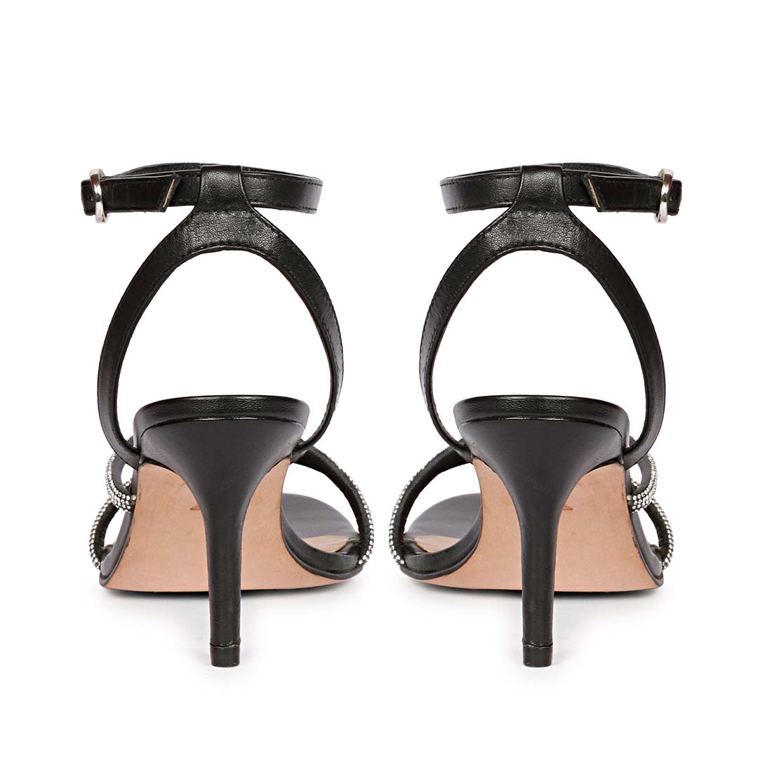 Saint Katie Silver Strass Adorned Black Stilettos