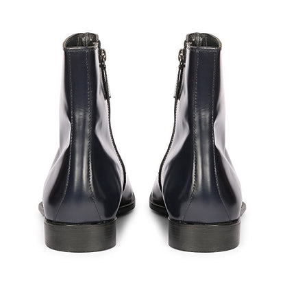 Saint Salvatore Blue Abrasivato Leather High Ankle Boots