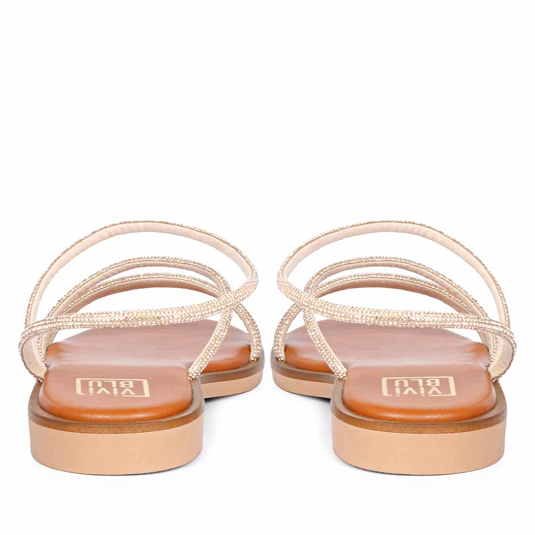 ViviBlu Champagne Leather Flat Sandals