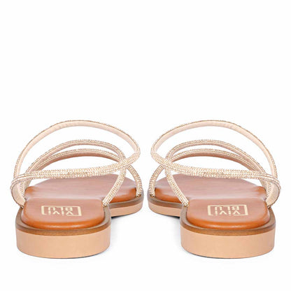ViviBlu Champagne Leather Flat Sandals