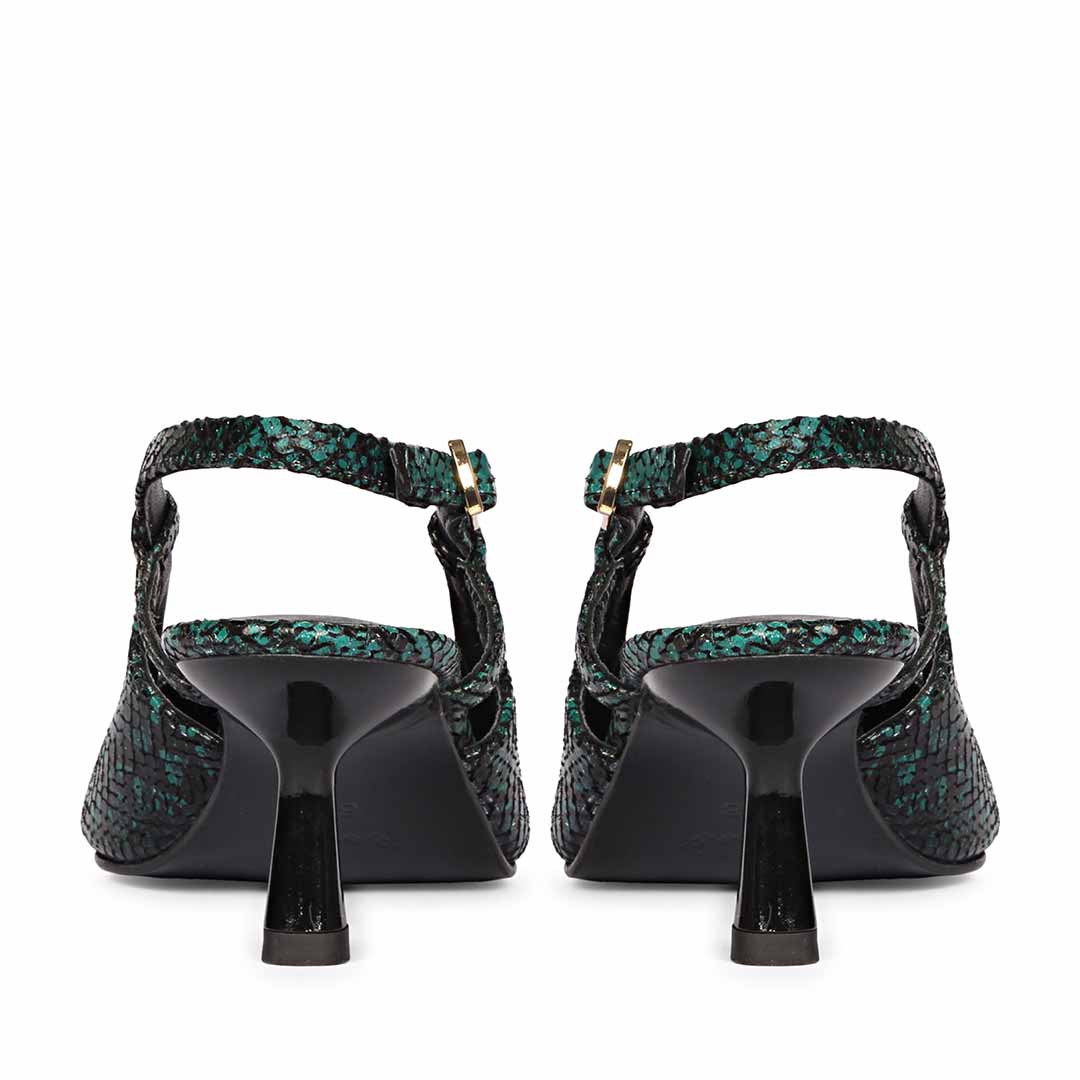 Saint Josie Green Snake Print Leather Pumps