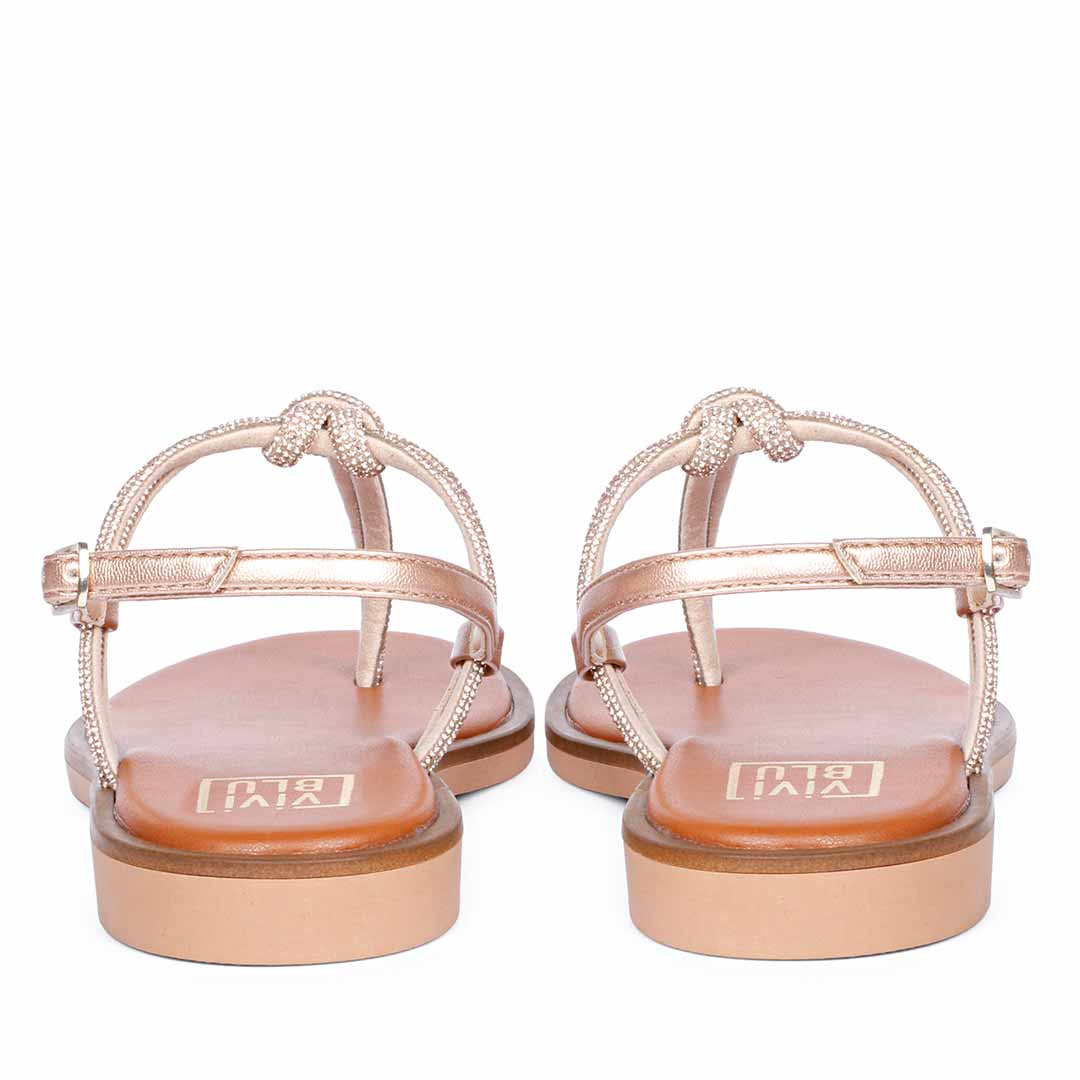 ViviBlu Champagne Leather Flat Sandals