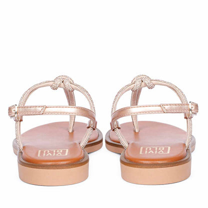ViviBlu Champagne Leather Flat Sandals