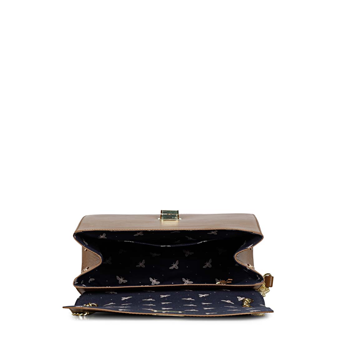 Favore Women Tan Leather Sling Satchel Bags