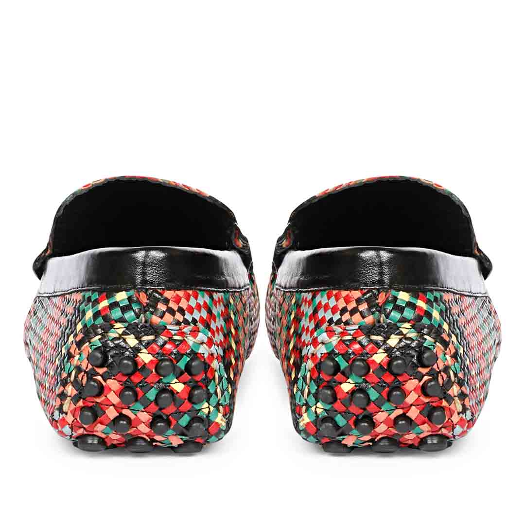 Saint Liana Multi Black Woven Leather Loafers