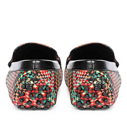 Saint Liana Multi Black Woven Leather Loafers