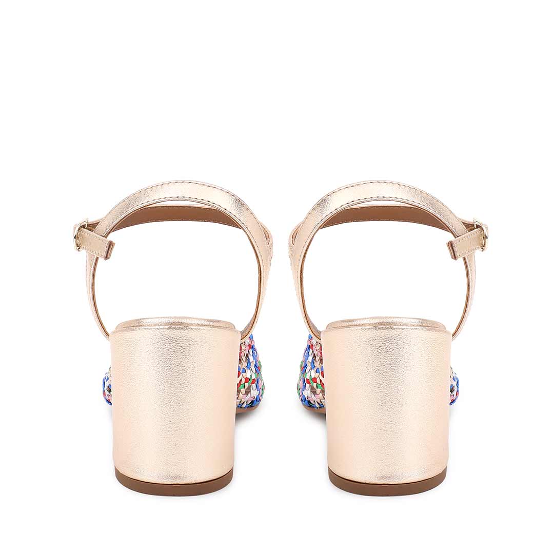 Saint Felicia Multi Woven Metallic Leather Block Heels