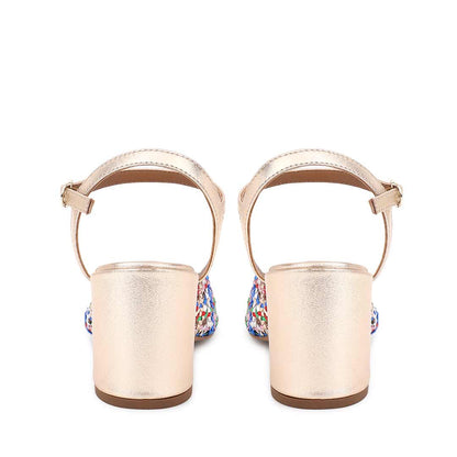 Saint Felicia Multi Woven Metallic Leather Block Heels