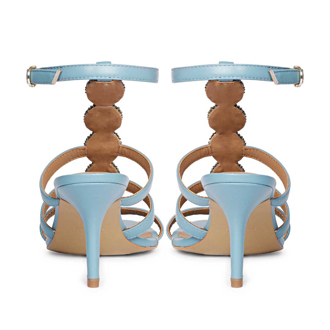 Saint Monroe Multi Stone Embellished Blue Leather Stilettos
